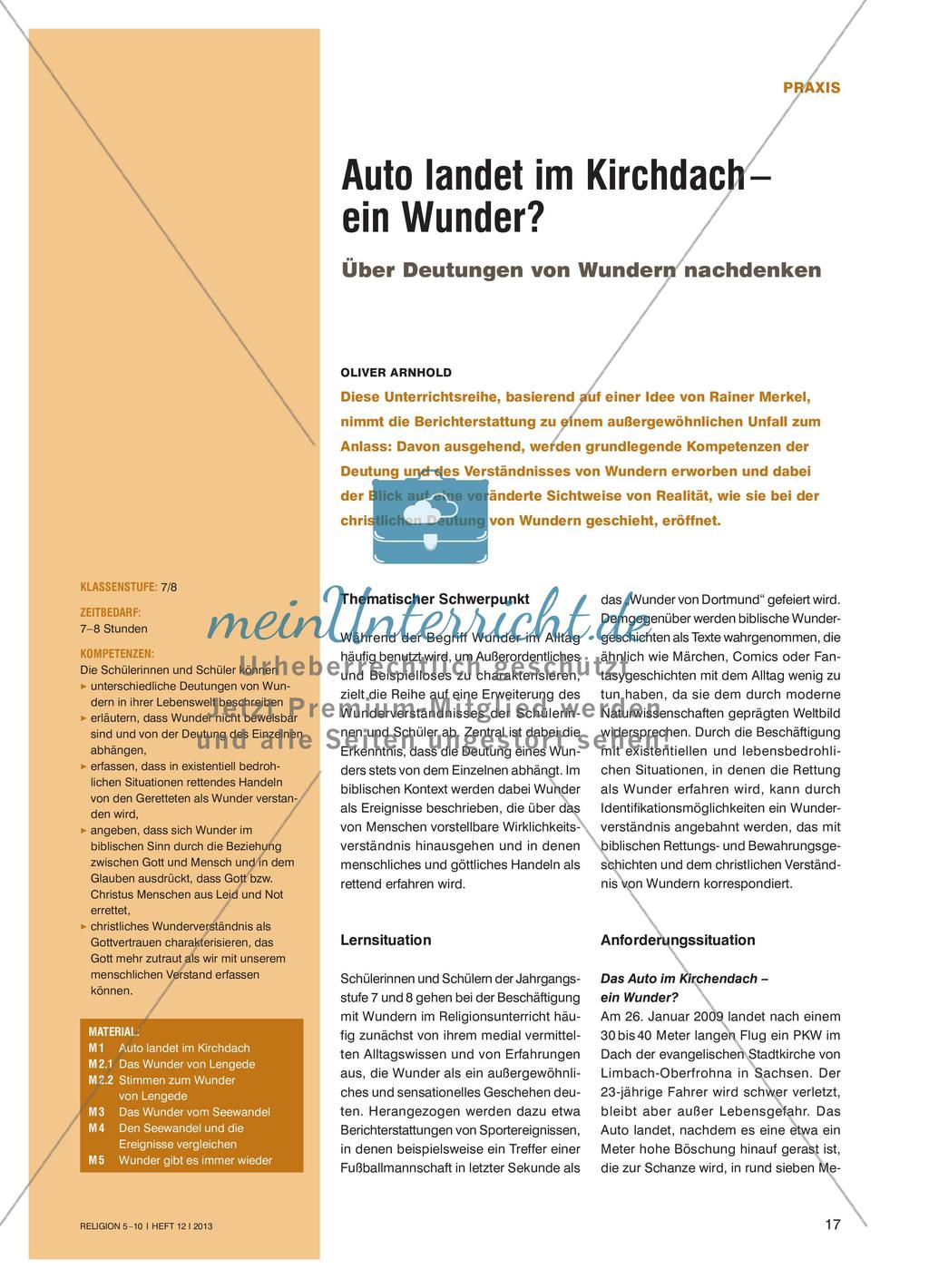 Auto landet im Kirchdach – ein Wunder?: Über Deutungen von Wundern nachdenken Preview 1