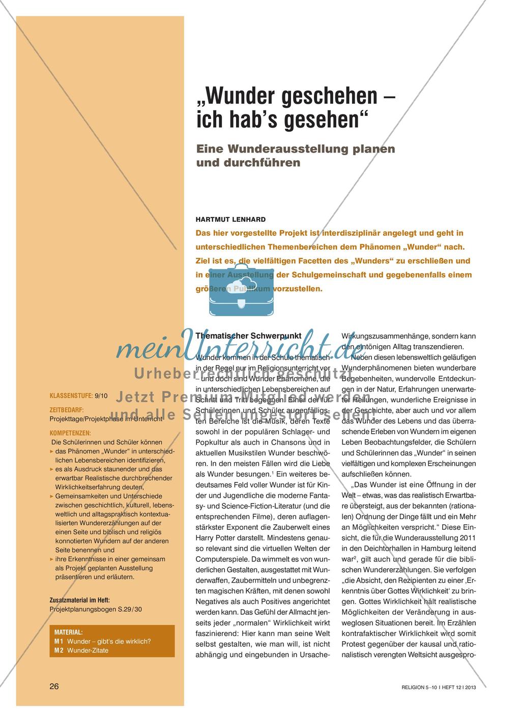 „Wunder geschehen – ich hab’s gesehen“ - Eine Wunderausstellung planen und durchführen Preview 1
