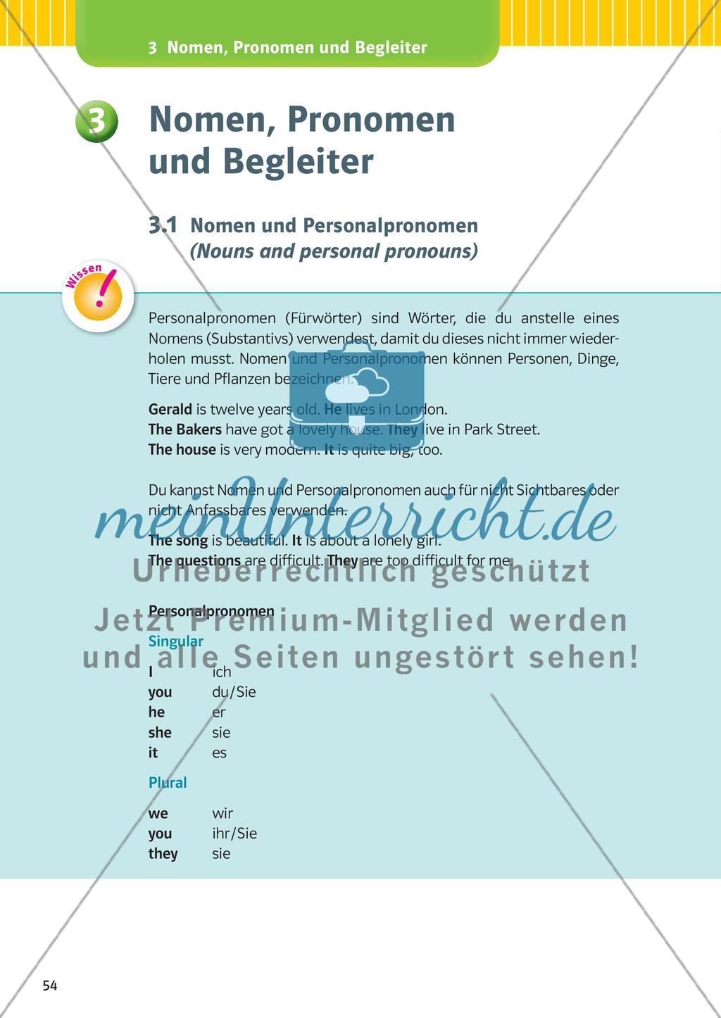 Nomen, Pronomen und Begleiter Preview 1