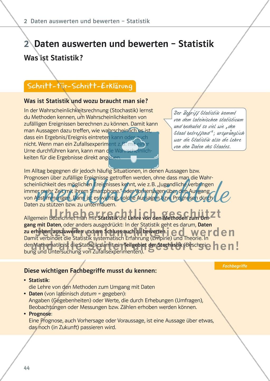 Daten auswerten und bewerten — Statistik Preview 1