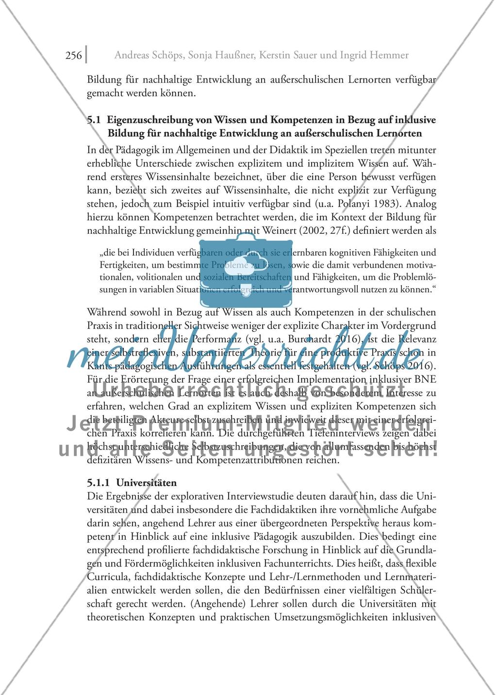 Inklusive Bildungsorte für nachhaltige Entwicklung: Voraussetzungen, Potenziale und Konzepte einer erfolgreichen Implementierung eines erfolgversprechenden Ansatzes an außerschulischen Lernorten Preview 12