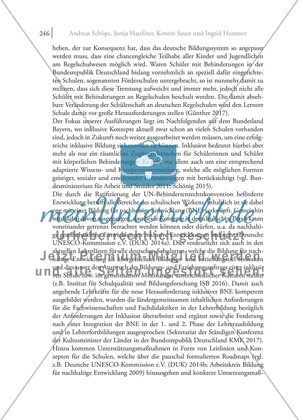 Inklusive Bildungsorte für nachhaltige Entwicklung: Voraussetzungen, Potenziale und Konzepte einer erfolgreichen Implementierung eines erfolgversprechenden Ansatzes an außerschulischen Lernorten Preview 2