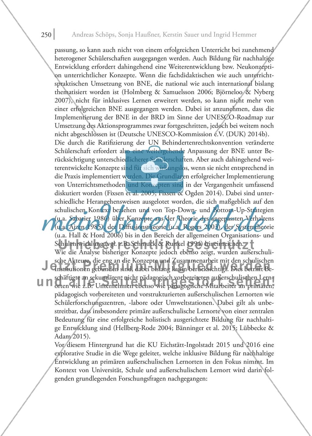 Inklusive Bildungsorte für nachhaltige Entwicklung: Voraussetzungen, Potenziale und Konzepte einer erfolgreichen Implementierung eines erfolgversprechenden Ansatzes an außerschulischen Lernorten Preview 6