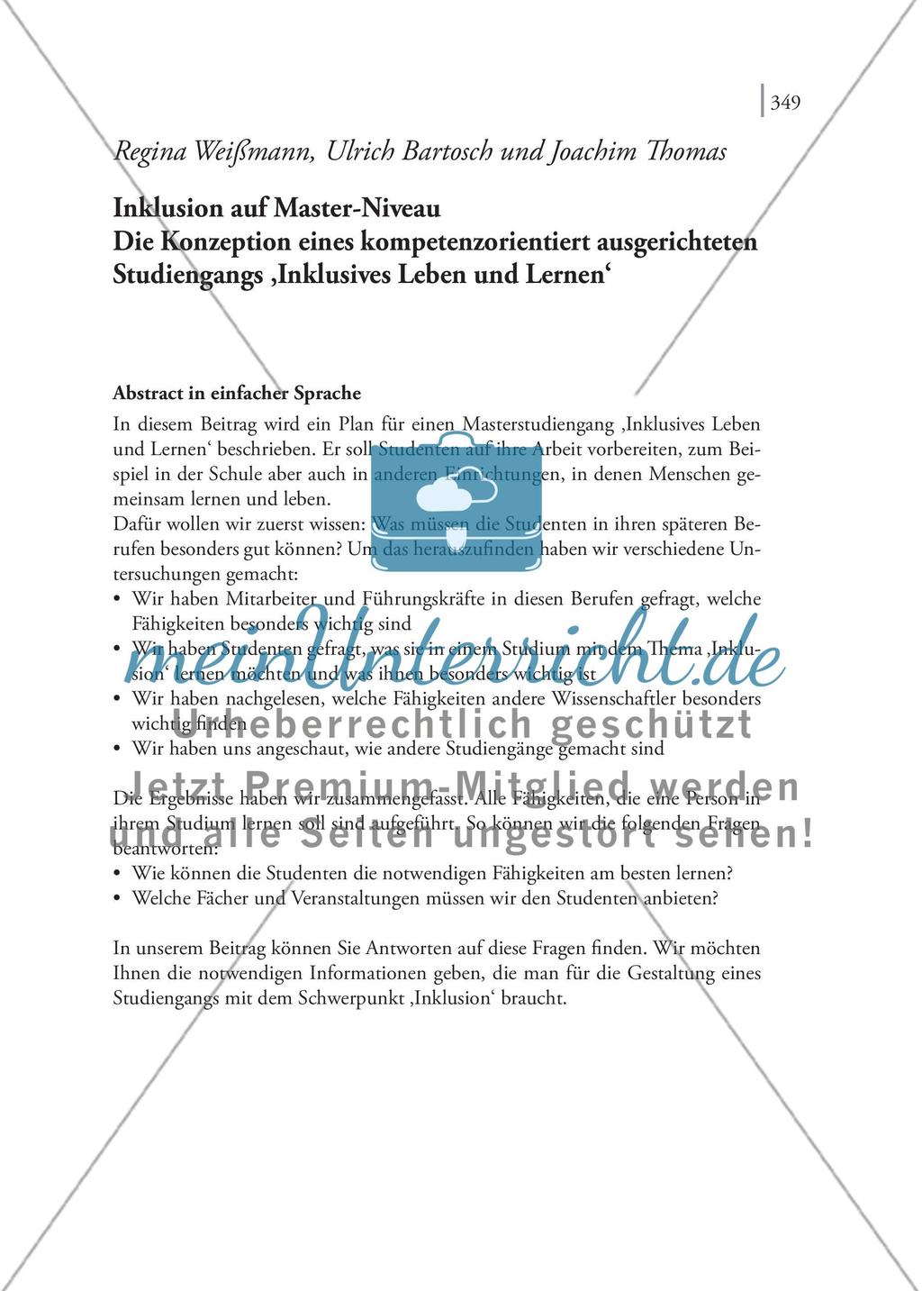 Inklusion auf Master-Niveau Die Konzeption eines kompetenzorientiert ausgerichteten Studiengangs ‚Inklusives Leben und Lernen‘ Preview 1