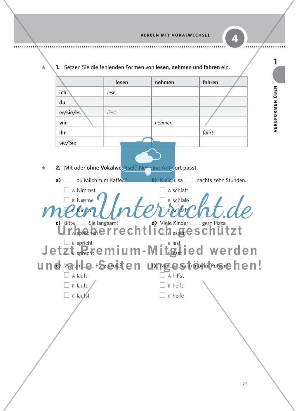 Verben mit Vokalwechsel Preview 2
