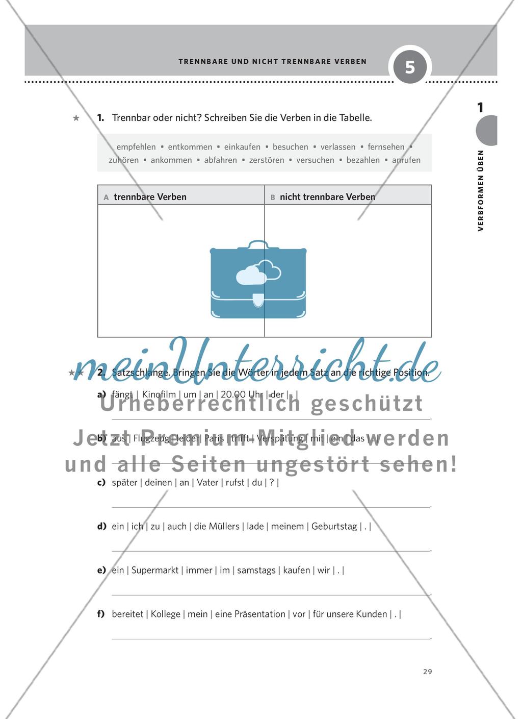 Trennbare und nicht trennbare Verben Preview 2