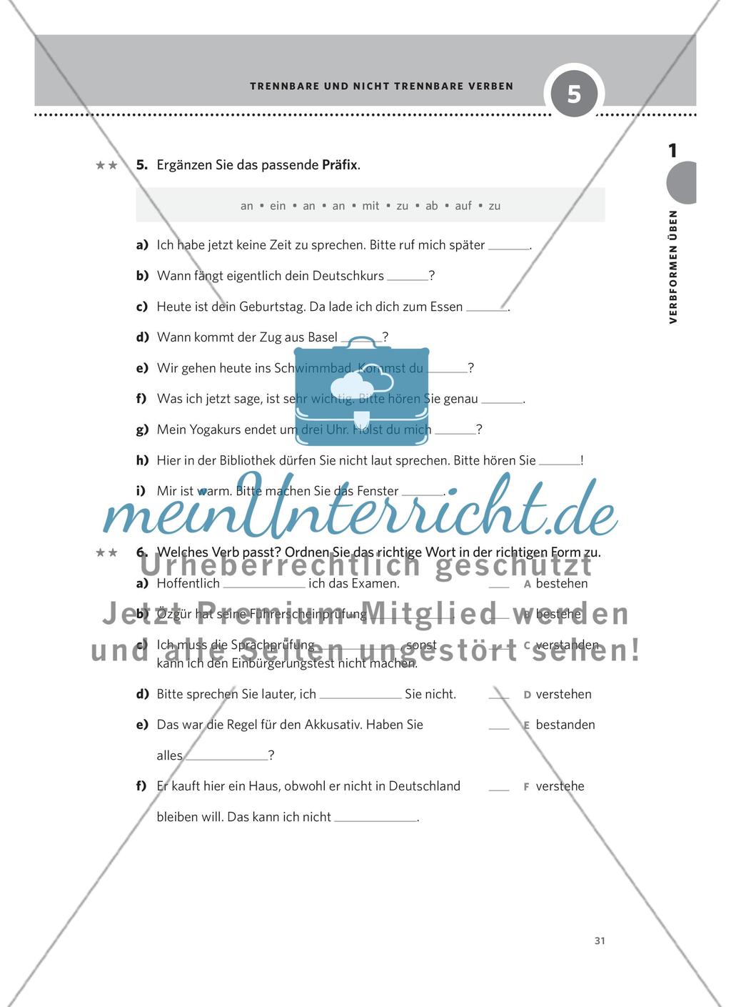 Trennbare und nicht trennbare Verben Preview 4