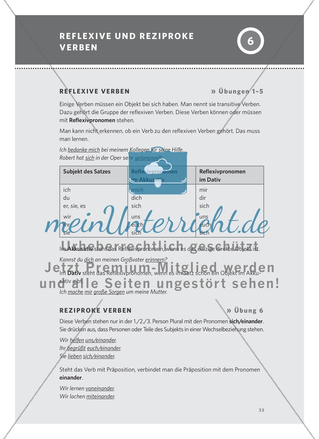 Reflexive und reziproke Verben Preview 1