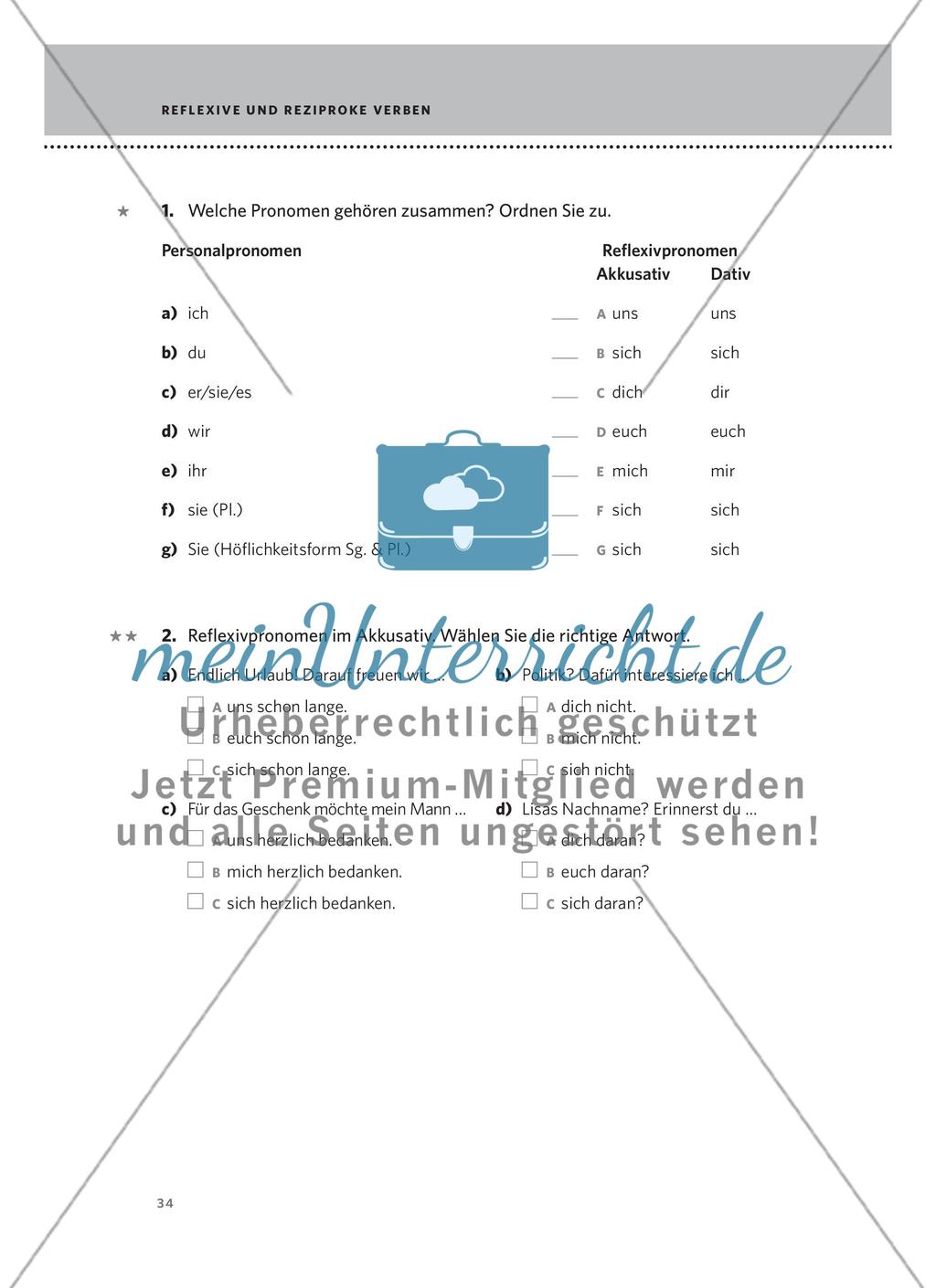 Reflexive und reziproke Verben Preview 2
