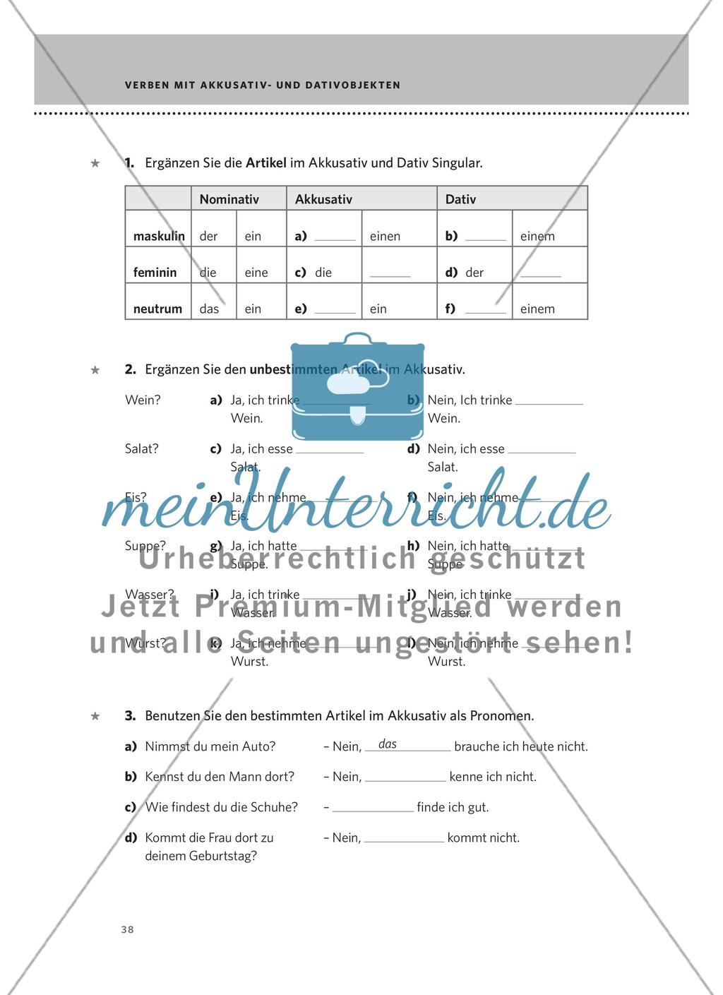 Verben mit Akkusativ- und Dativobjekten Preview 2