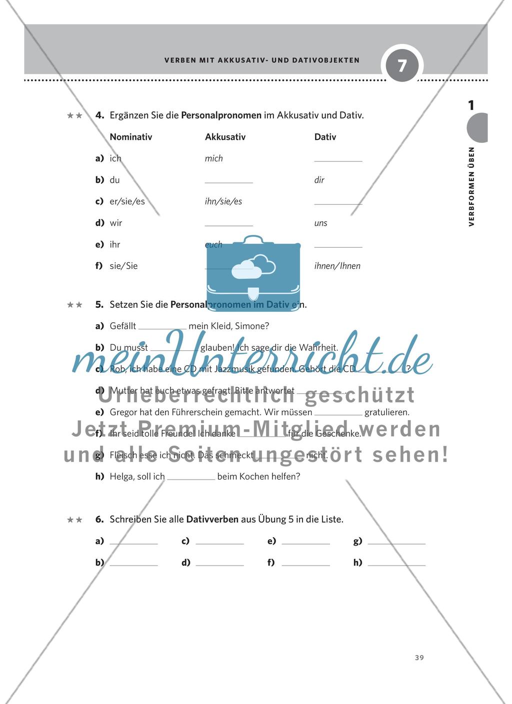 Verben mit Akkusativ- und Dativobjekten Preview 3