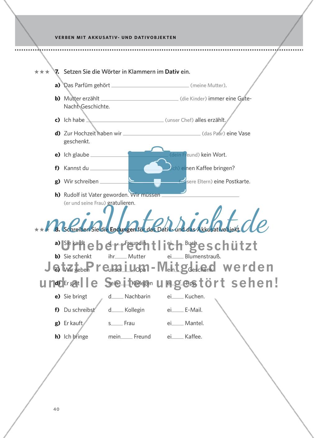 Verben mit Akkusativ- und Dativobjekten Preview 4