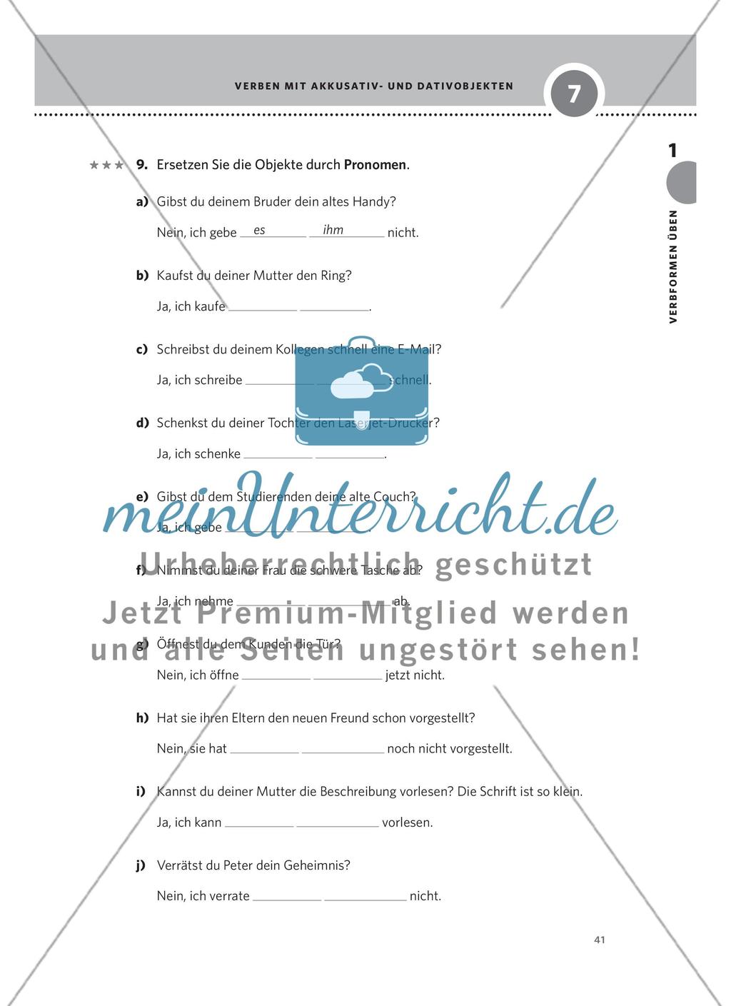 Verben mit Akkusativ- und Dativobjekten Preview 5