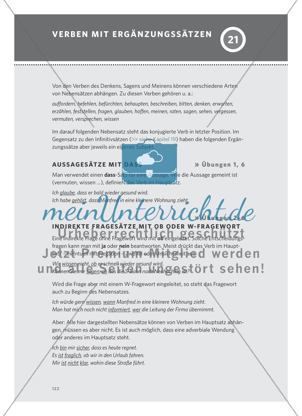 Verben mit Ergänzungssätzen Preview 1