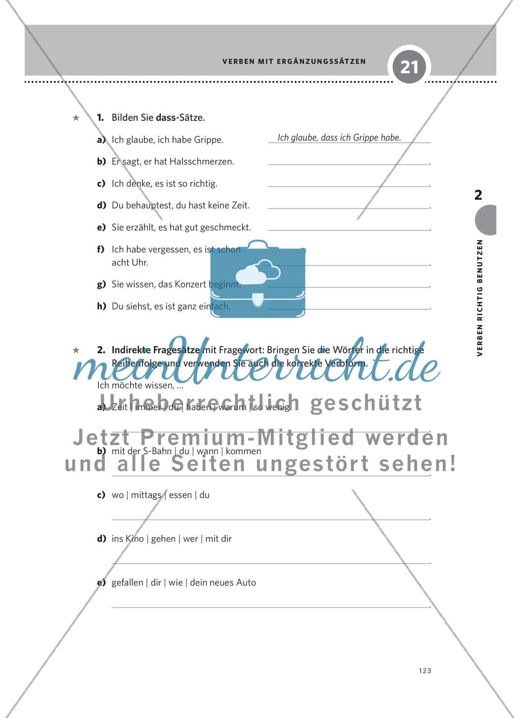 Verben mit Ergänzungssätzen Preview 2