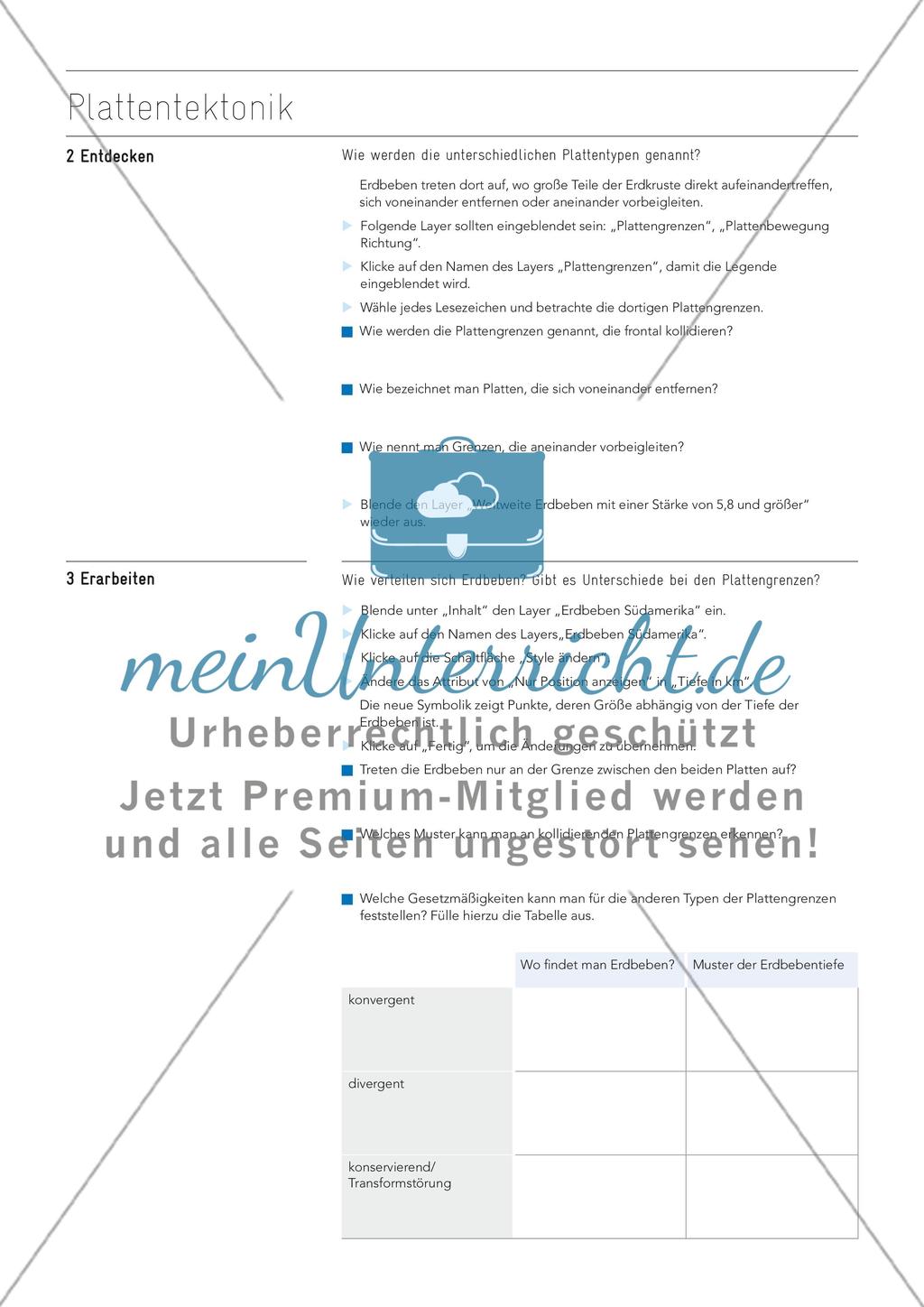 Plattentektonik untersuchen, an interaktiver Karte Preview 2