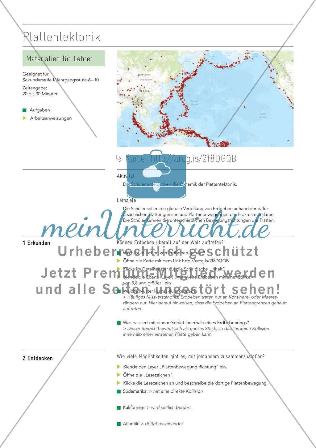 Plattentektonik untersuchen, an interaktiver Karte Preview 4