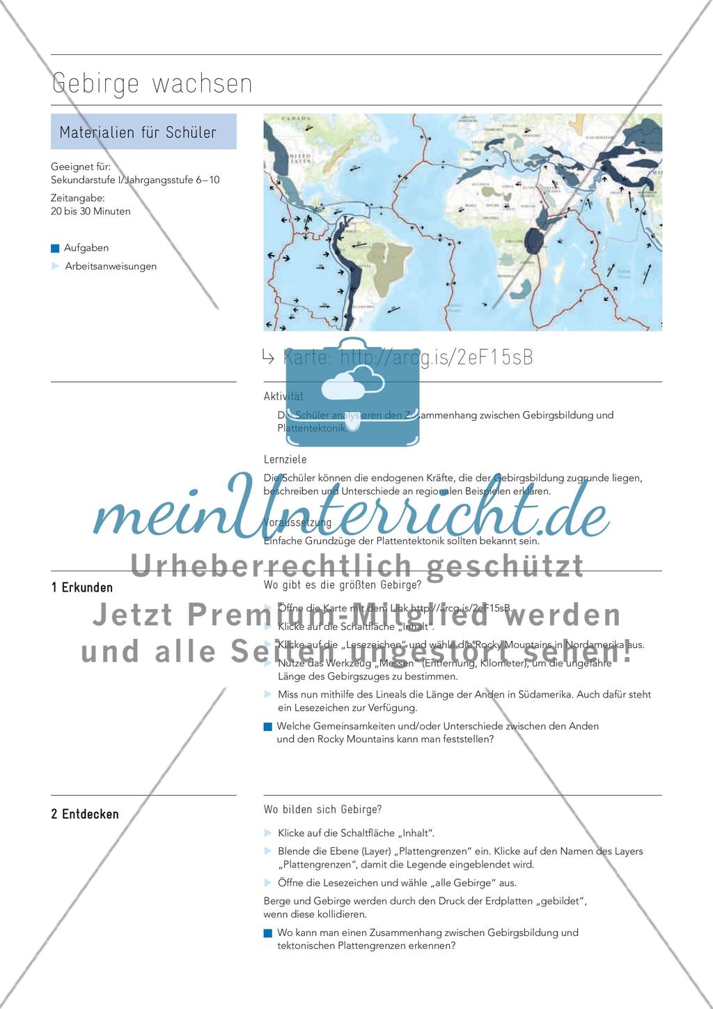 Wachsen von Gebirgen untersuchen, an interaktiver Karte Preview 1