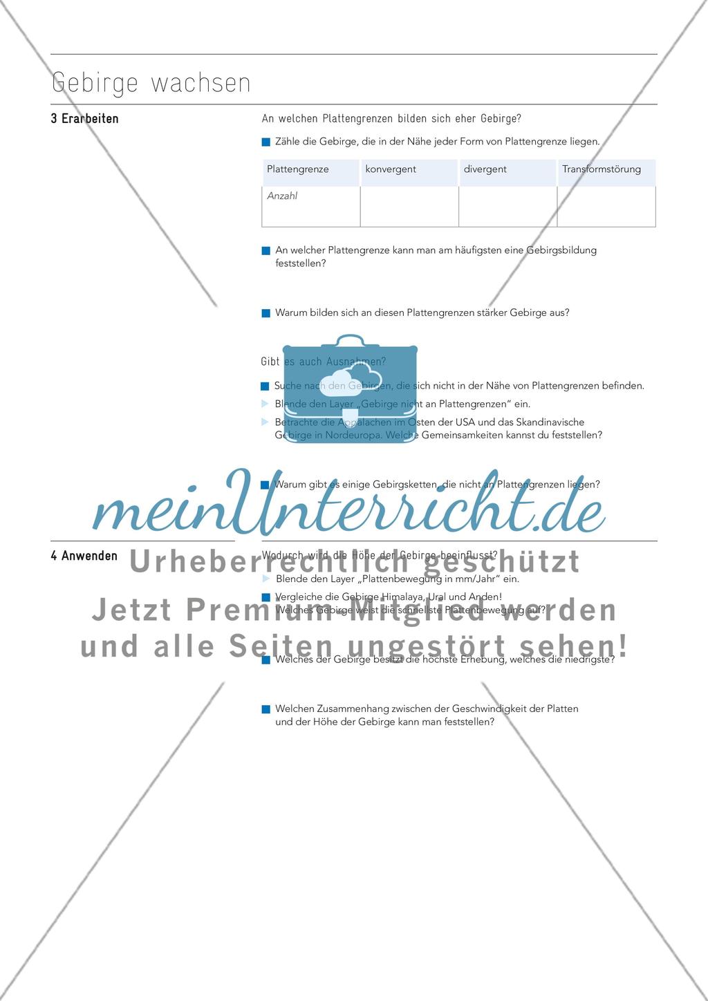 Wachsen von Gebirgen untersuchen, an interaktiver Karte Preview 2