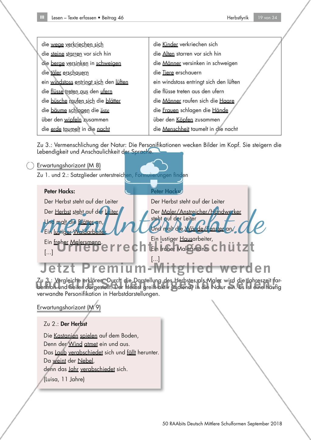 Herbstgedichte: Galeriegang, Stimmungen, Personifikationen Preview 13