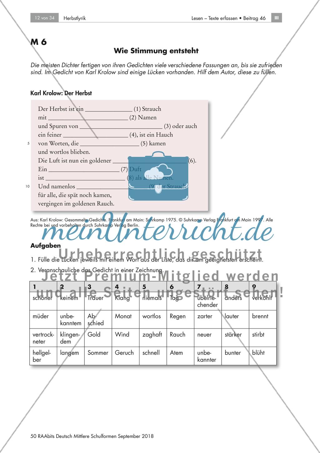 Herbstgedichte: Galeriegang, Stimmungen, Personifikationen Preview 6