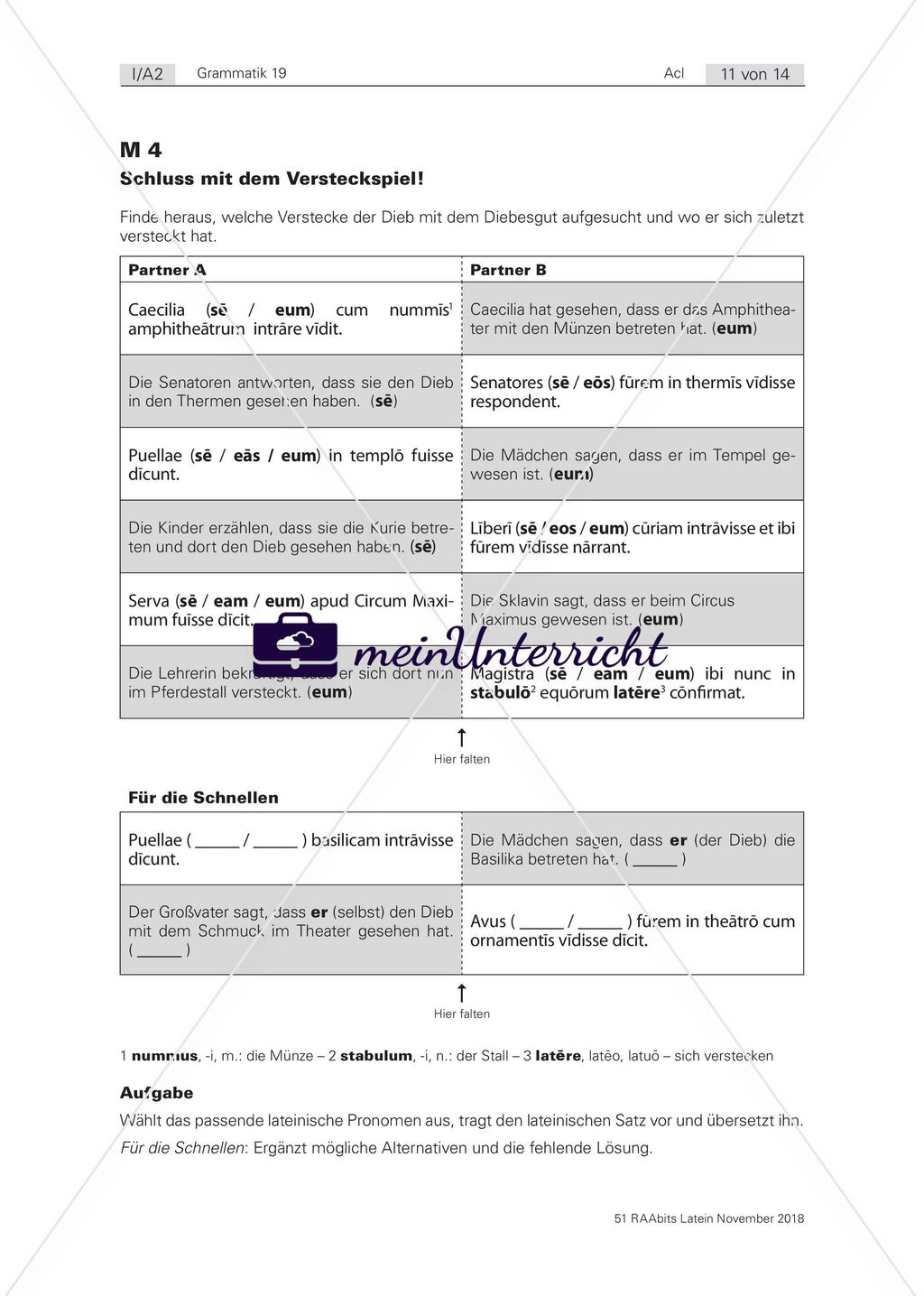 Übungen zur Reflexivität im AcI Preview 1