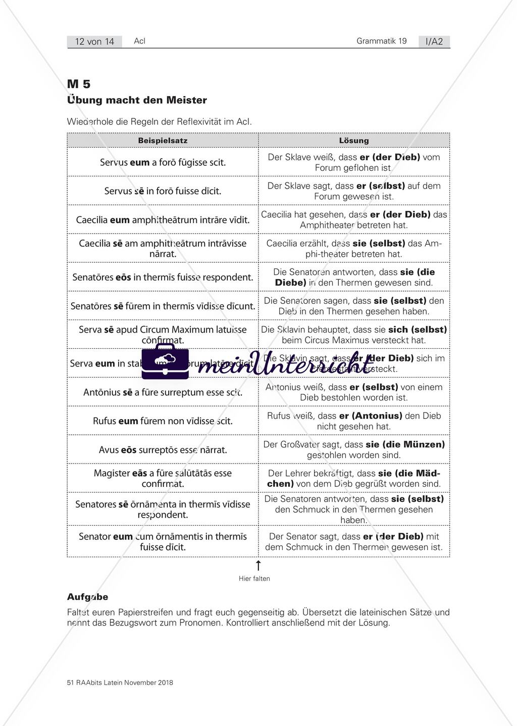 Übungen zur Reflexivität im AcI Preview 2