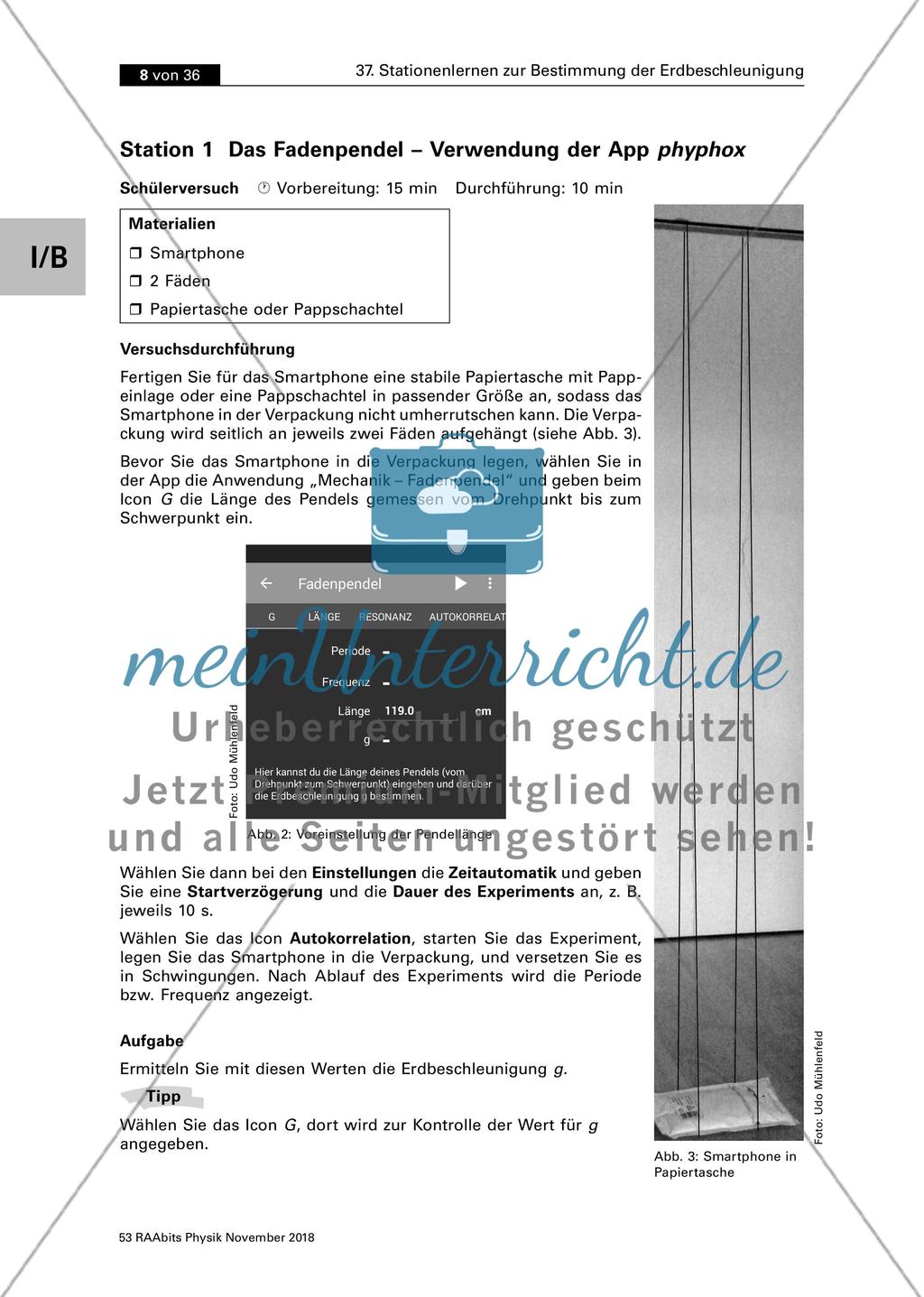Die Bestimmung der Erdbeschleunigung g Preview 1