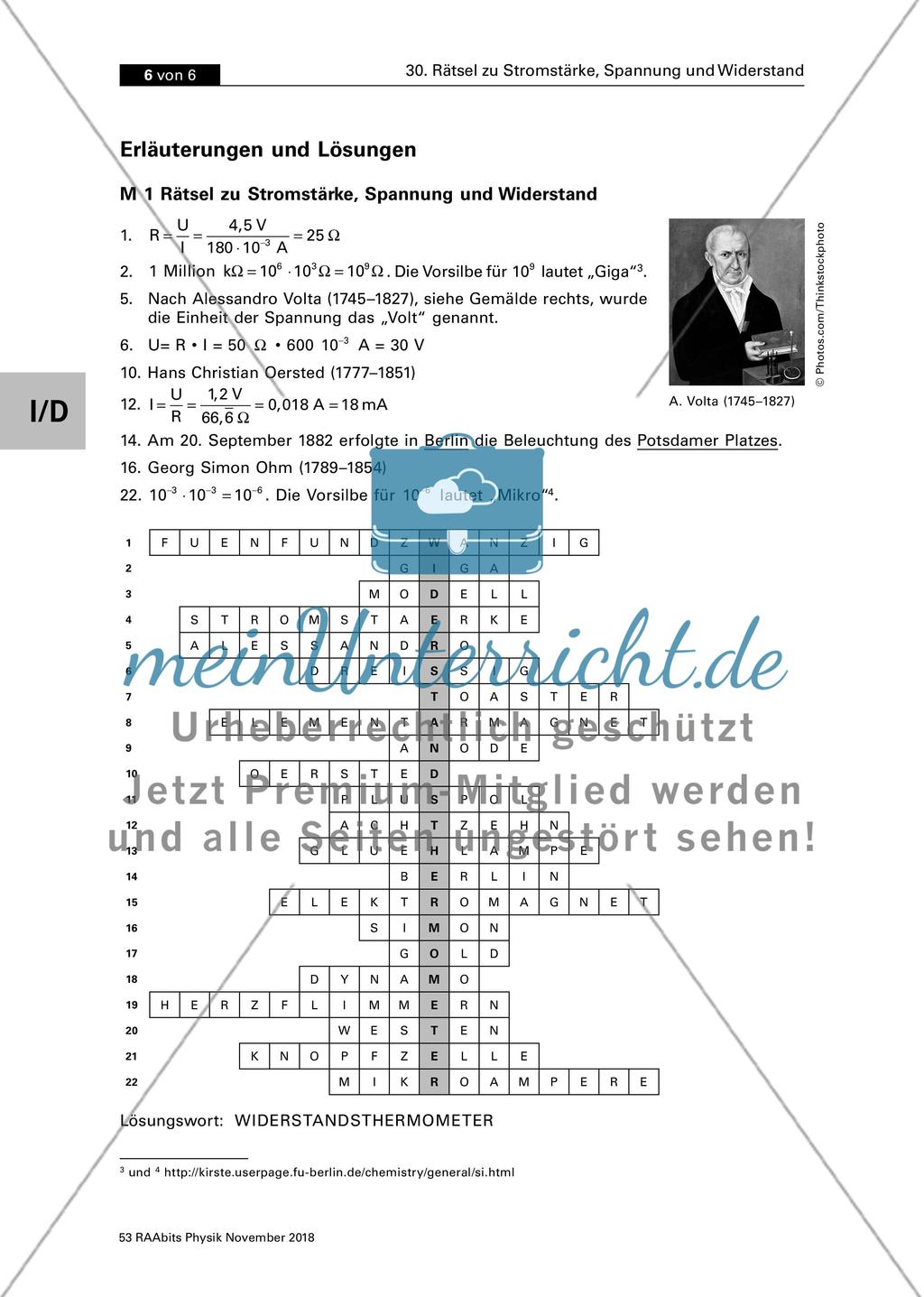 Rätsel zu Stromstärke, Spannung und Widerstand Stand: Nov. 2018 Preview 6
