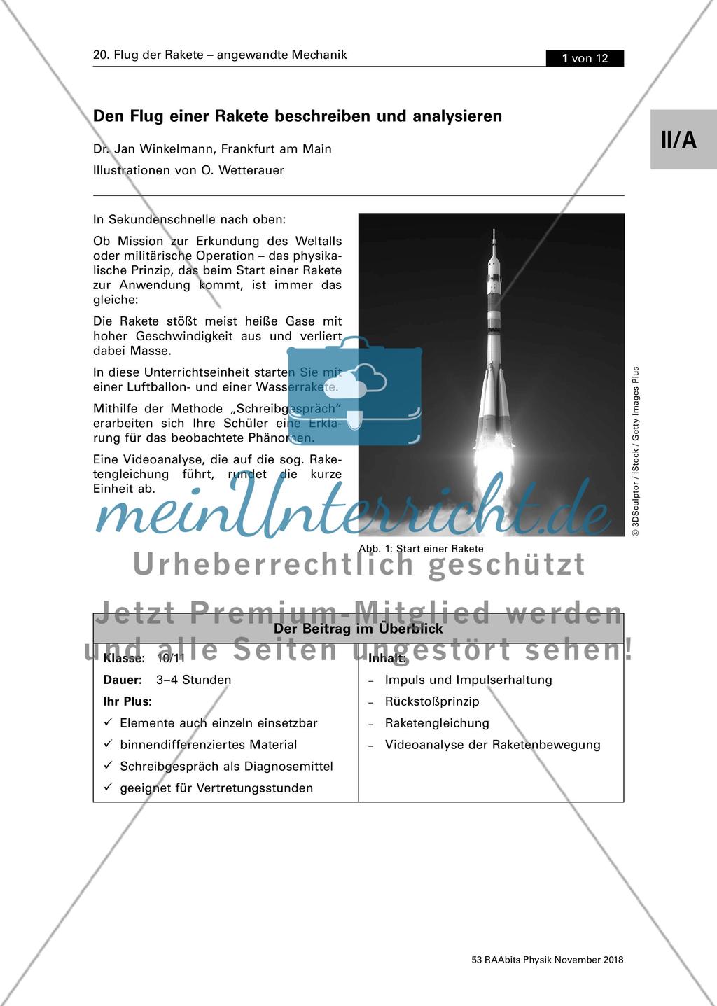 Flug der Rakete - angewandte Mechanik Preview 1