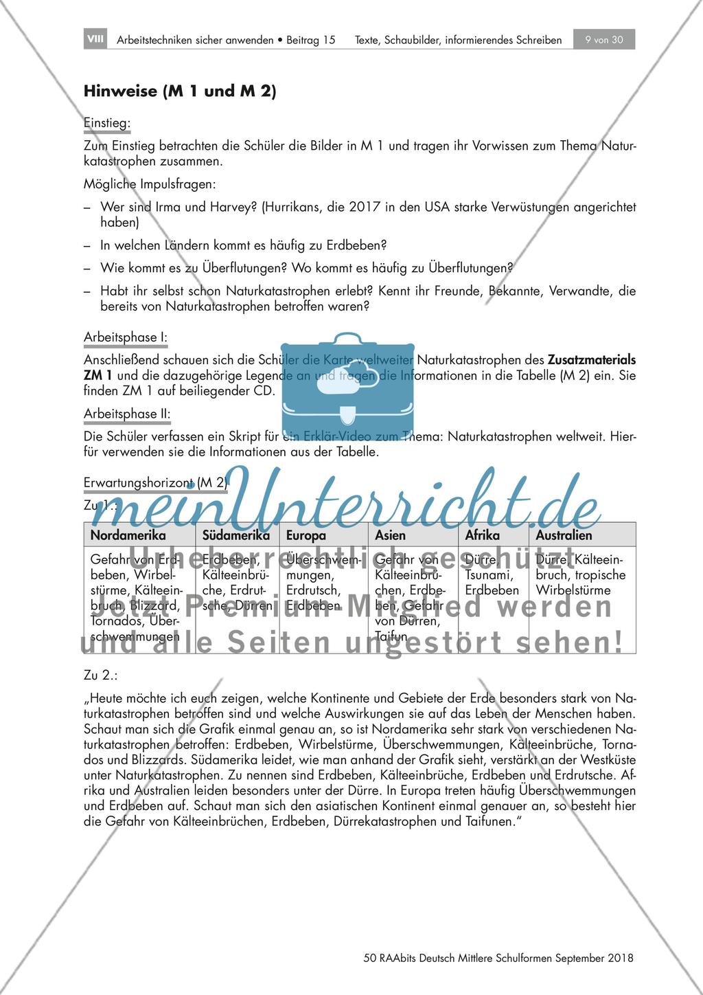Auswertung von Texten und Schaubildern: Naturkatastrophen weltweit Preview 3
