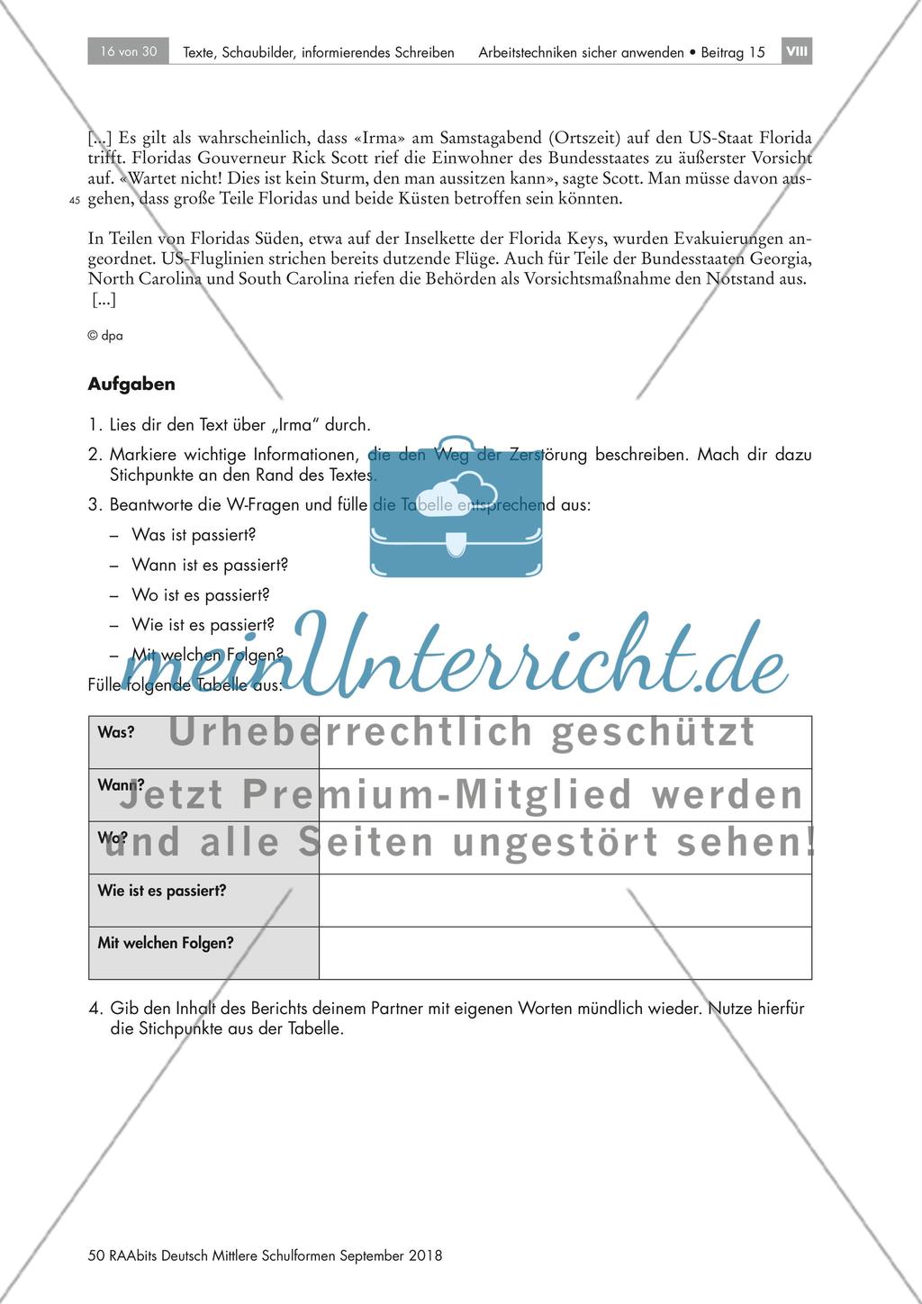 Auswertung von Texten: Sicherheitsvorkehrungen bei Hurrikans Preview 2