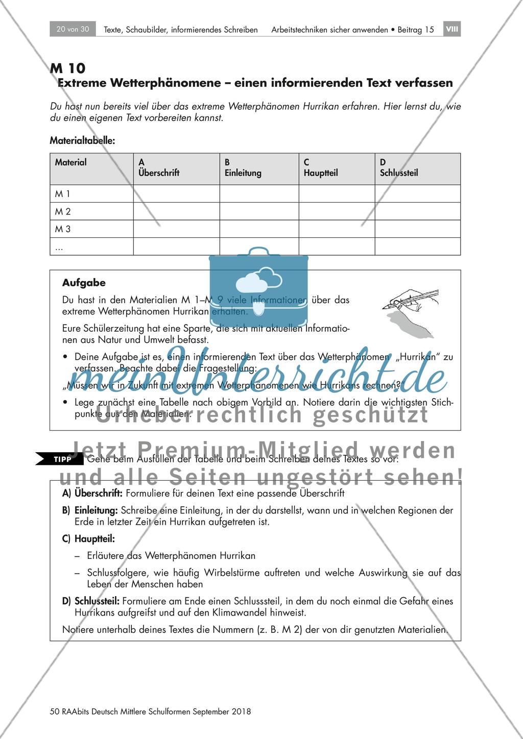 Verfassen eines informierenden Textes: Extreme Wetterphänomene Preview 1