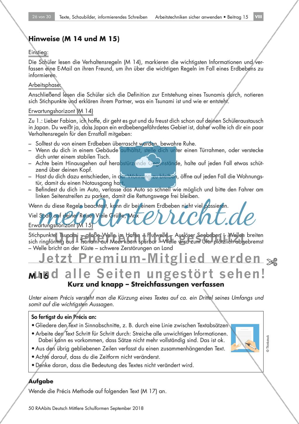 Verfassen eines informierenden Textes: Verhalten bei Erdbeben Preview 2