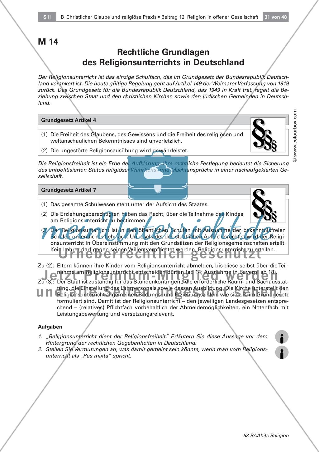 Die Religionsfreiheit im Unterricht mit Blick auf die rechtliche Grundlage Preview 6