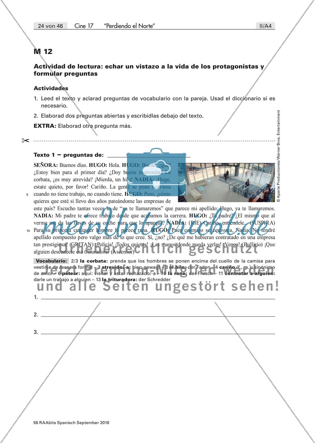 Vorbereitung und Analyse des Films Perdiendo el norte Preview 3