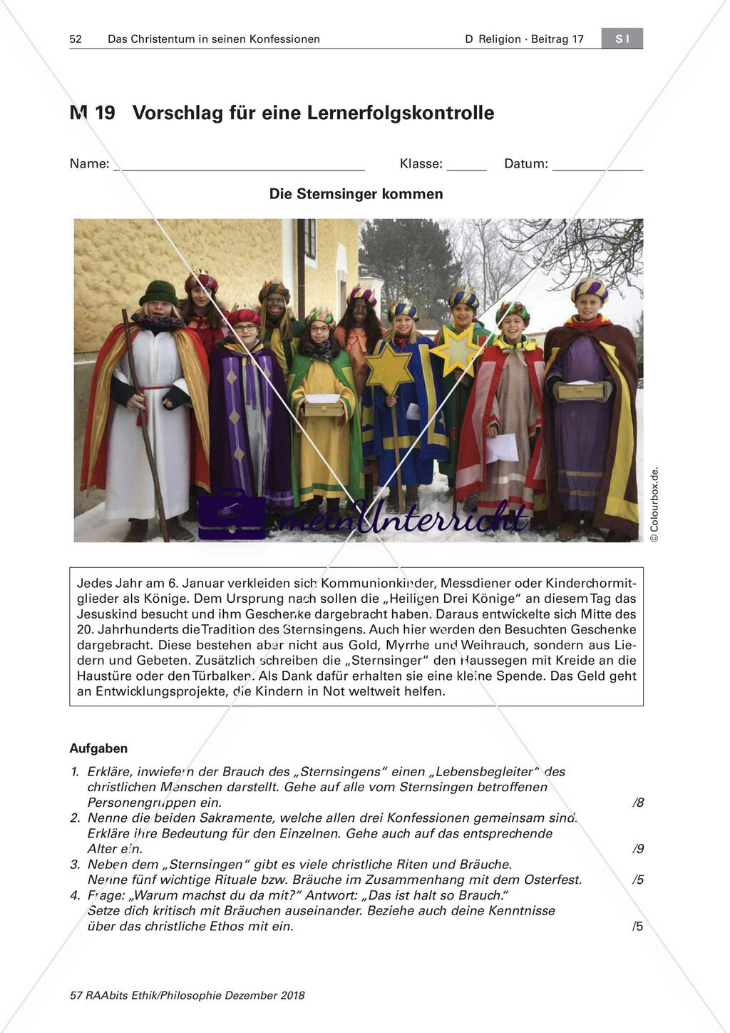 Lernerfolgskontrolle: Sternsinger Preview 1