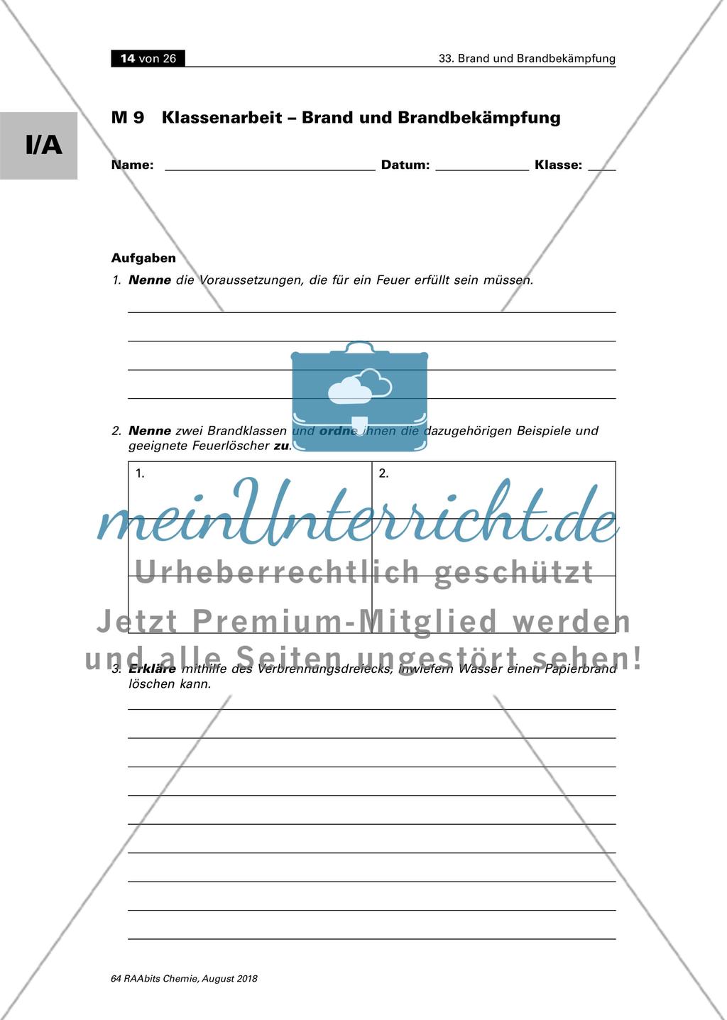 Brand und Brandbekämpfung - eine problem- und schülerorientierte Unterrichtsreihe Preview 10
