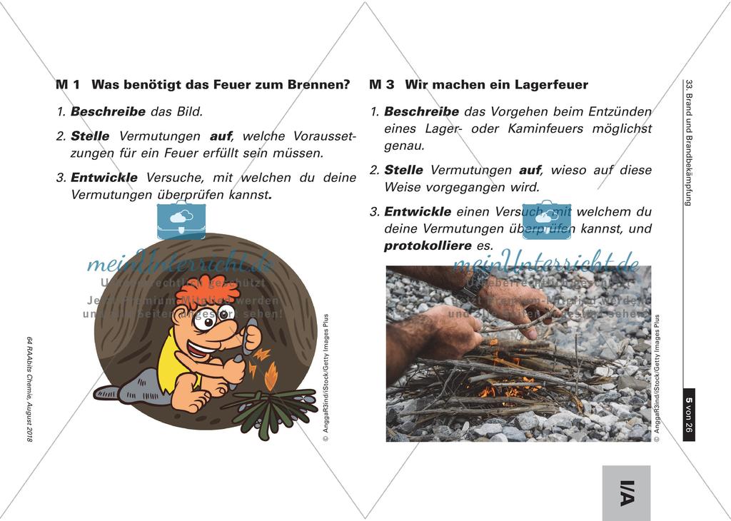 Brand und Brandbekämpfung - eine problem- und schülerorientierte Unterrichtsreihe Preview 1