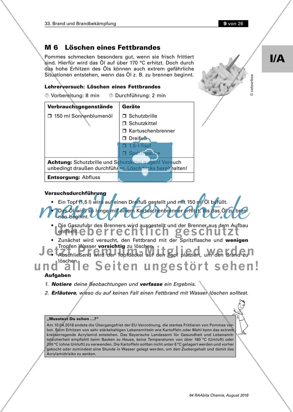 Brand und Brandbekämpfung - eine problem- und schülerorientierte Unterrichtsreihe Preview 5