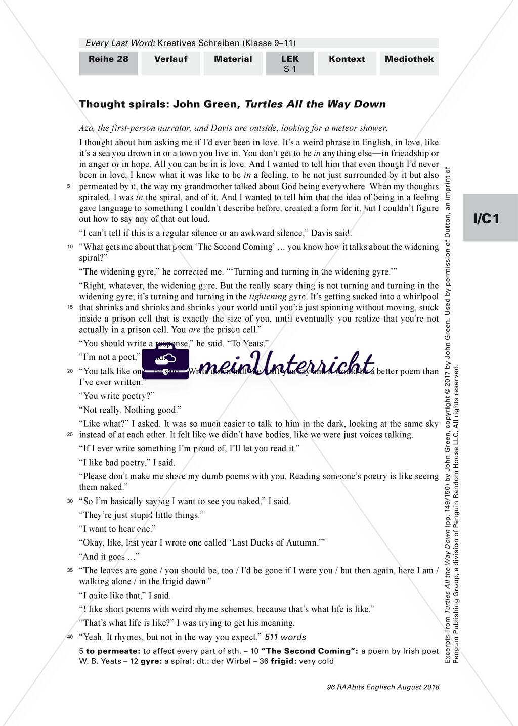 Lernerfolgskontrolle: Thought spirals - John Green Preview 1
