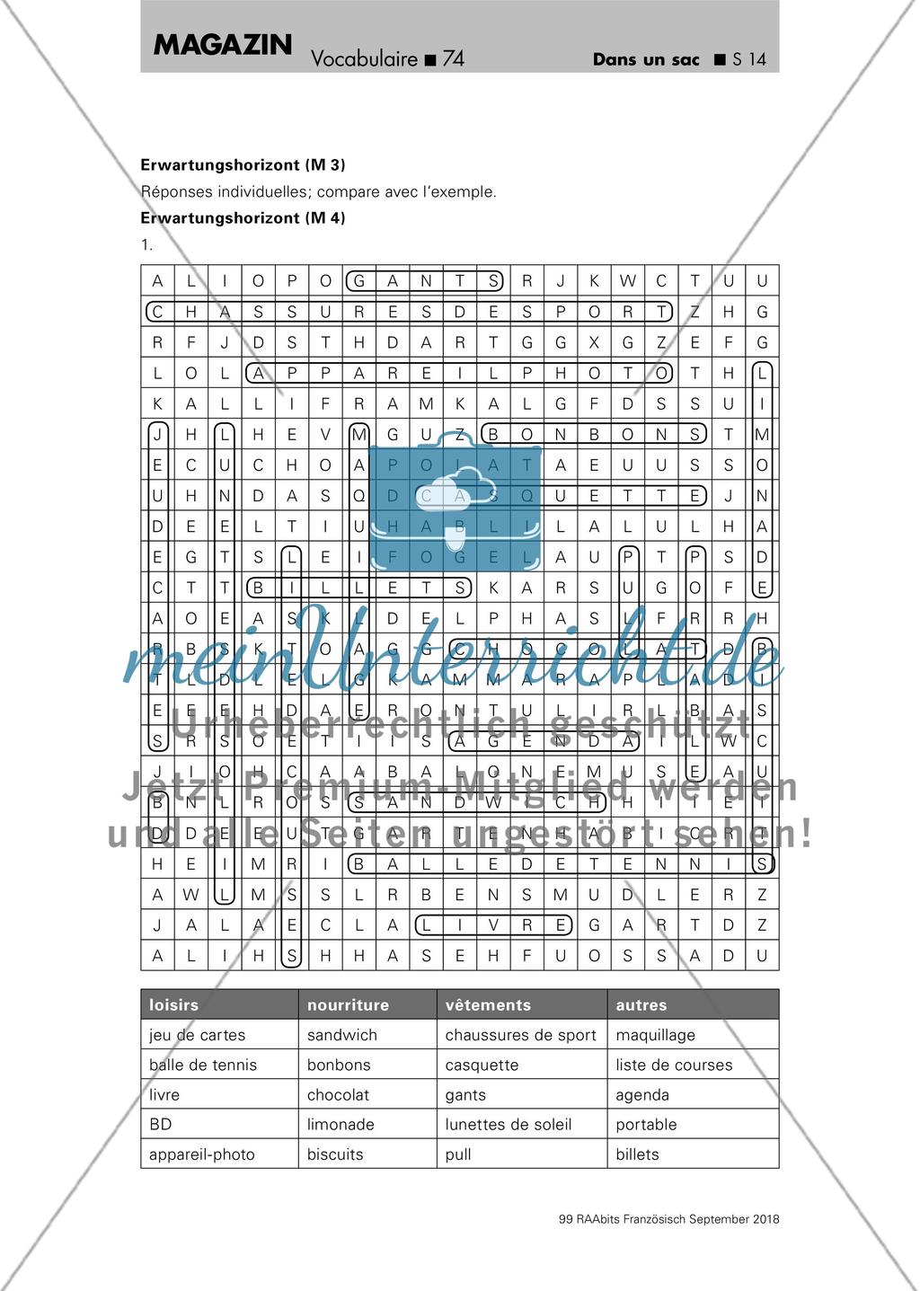 Wortschatzarbeit: Tascheninhalte Preview 14