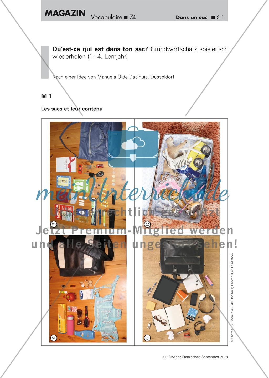 Wortschatzarbeit: Tascheninhalte Preview 1