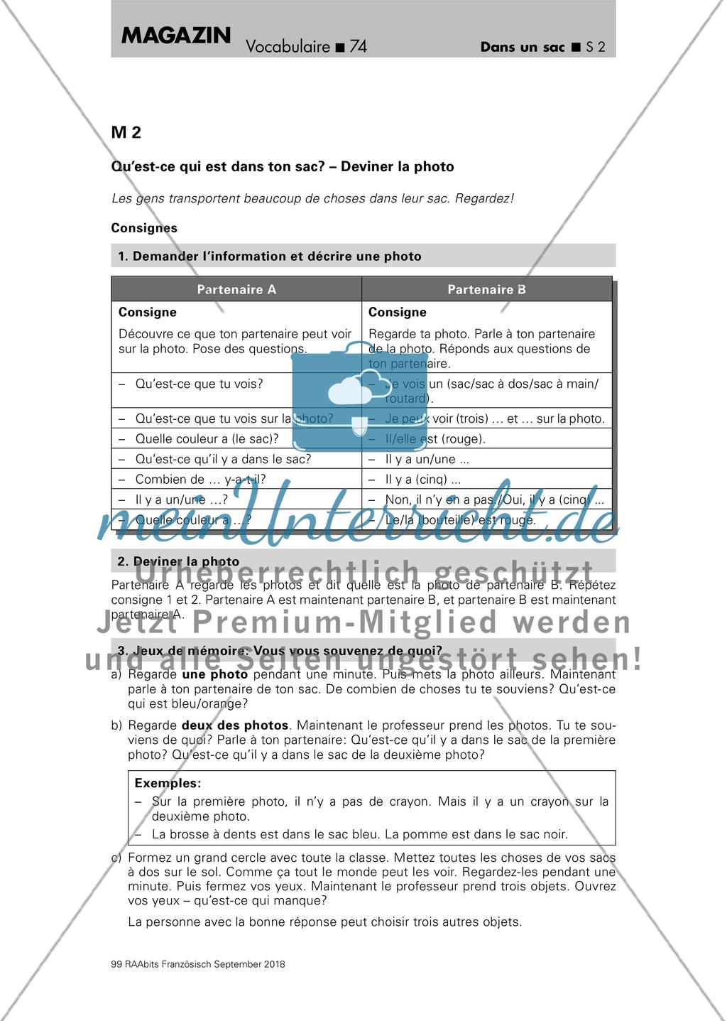 Wortschatzarbeit: Tascheninhalte Preview 2