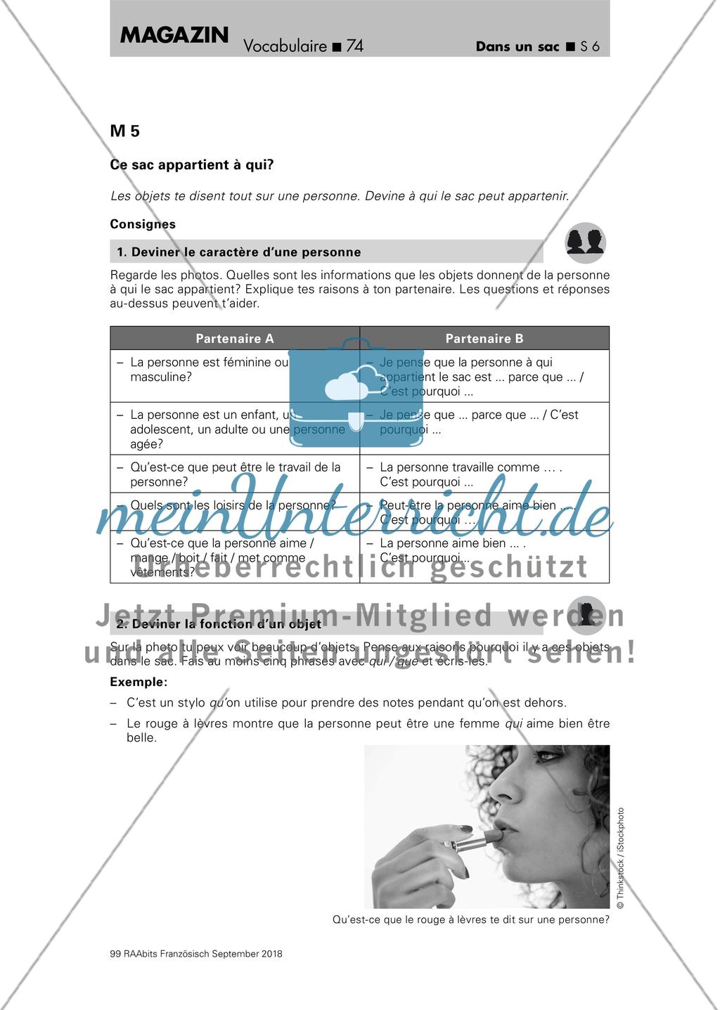 Wortschatzarbeit: Tascheninhalte Preview 6