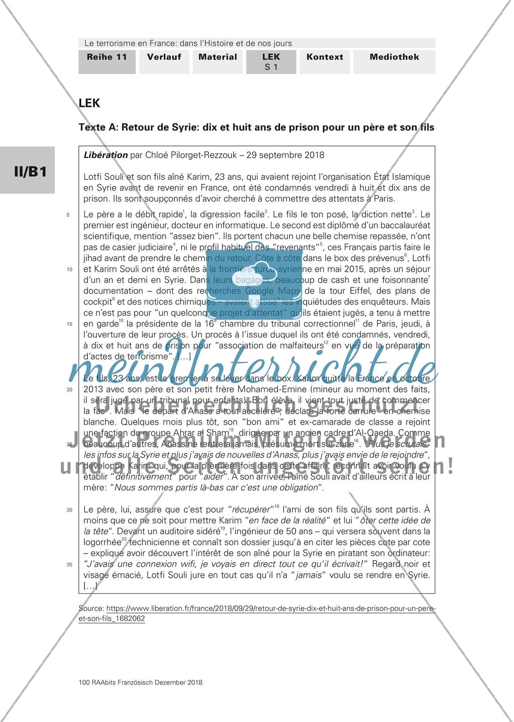 Terrorismus in Frankreich: Lernerfolgskontrolle Preview 1
