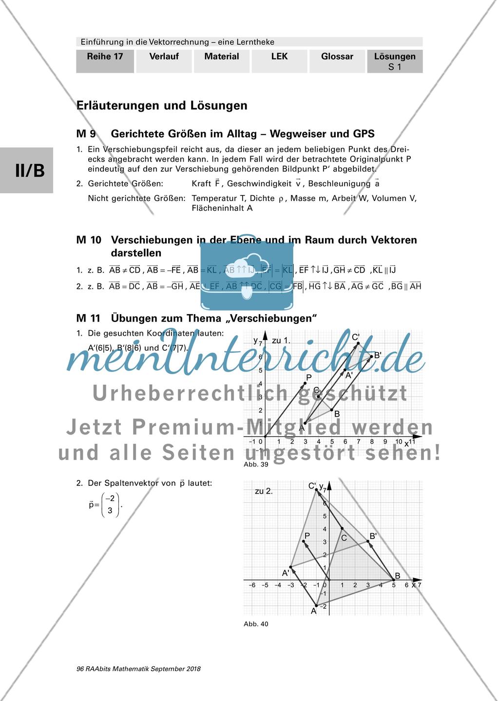 Erläuterungen und Lösungen: Lerntheke zur Vektorrechnung Preview 1