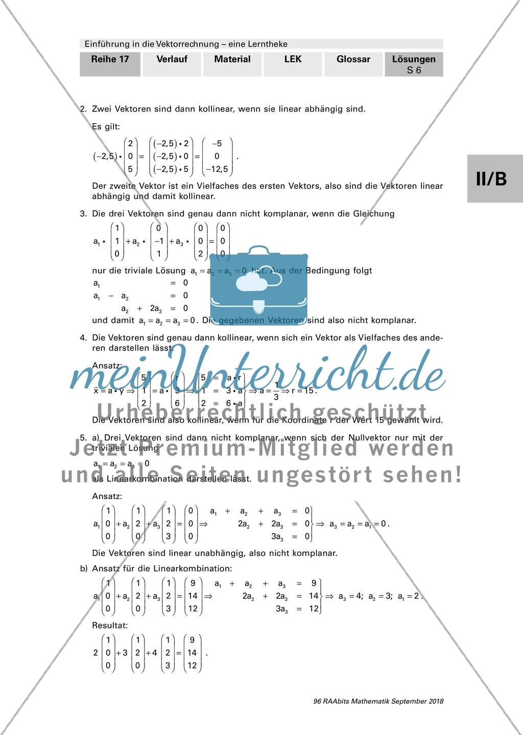Erläuterungen und Lösungen: Lerntheke zur Vektorrechnung Preview 6