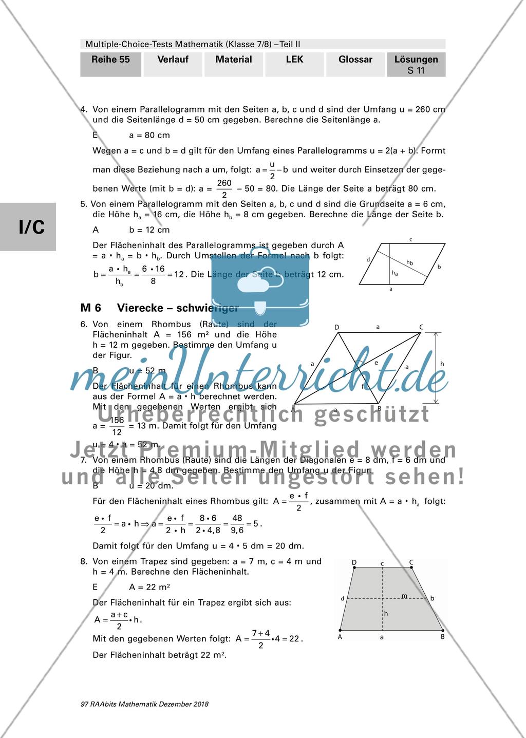 Erläuterungen und Lösungen: Multiple-Choice-Tests Preview 11