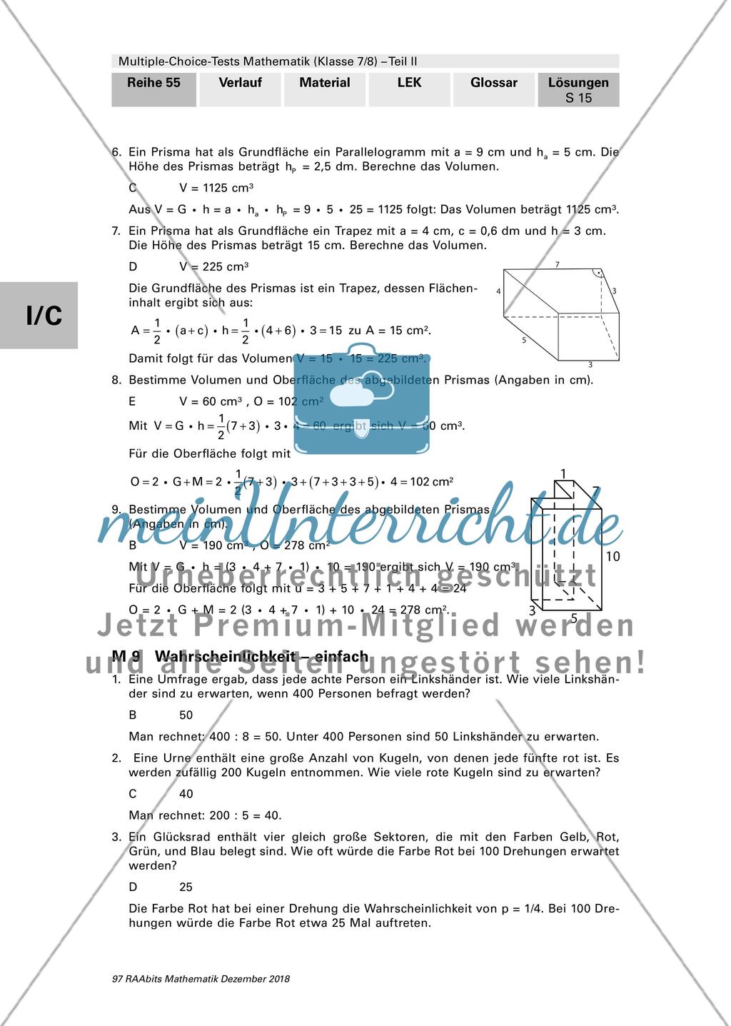 Erläuterungen und Lösungen: Multiple-Choice-Tests Preview 15
